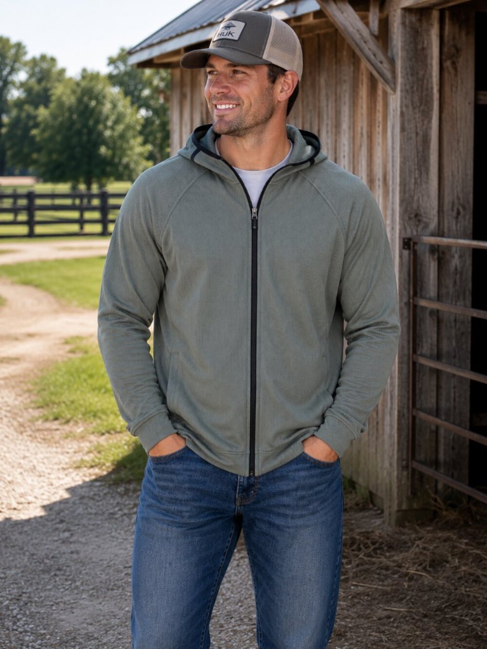 Athletic Works Men’s Large Sage Green Full Zip Hooded Jacket NWT